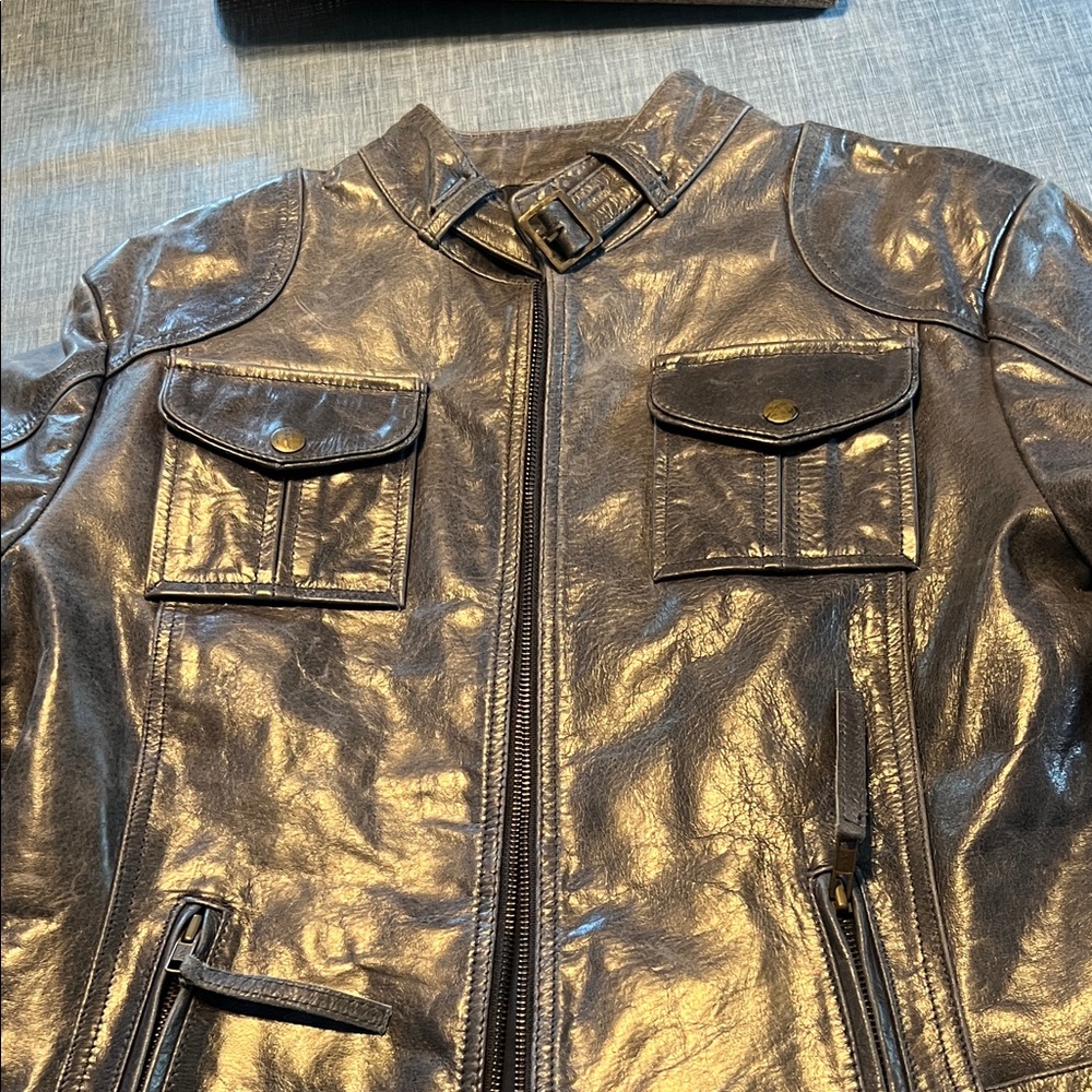 Women’s Dark gray/ indigo Leather Jacket